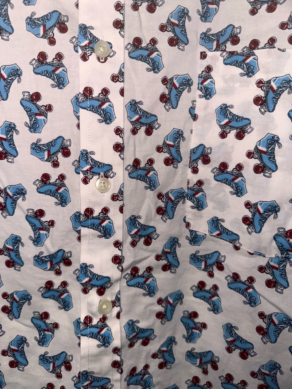 Men's good fellow xl slim Button-Up Shirt with Blue Roller Skate Print pocket